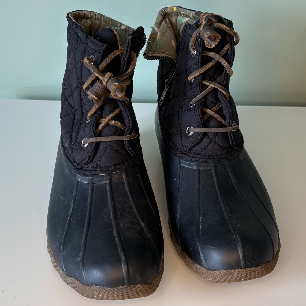Sperry Black Quilted Duck Boots